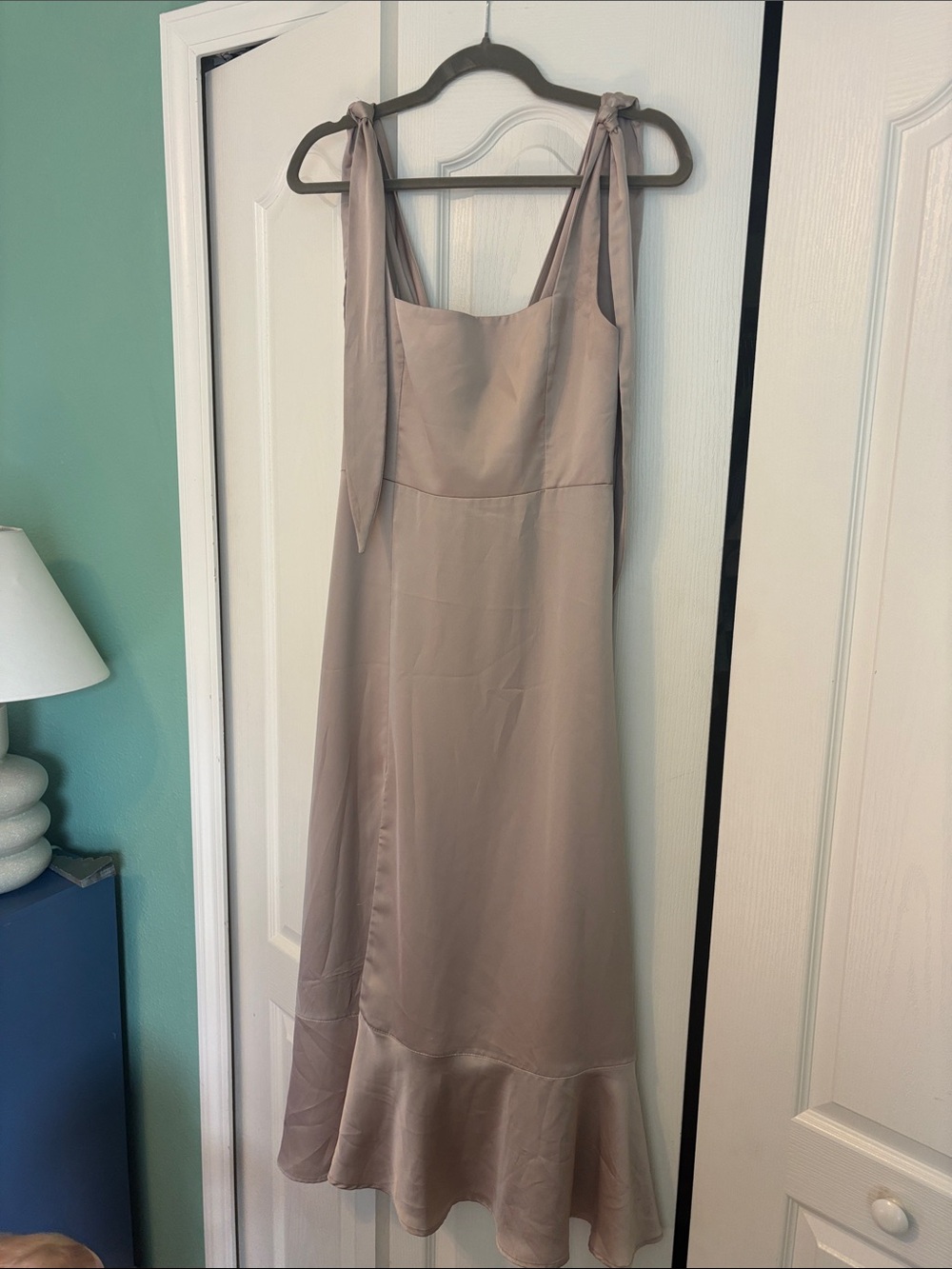 Show Me Your MuMu Mauve-Taupe Tie-Shoulder Maxi Dress